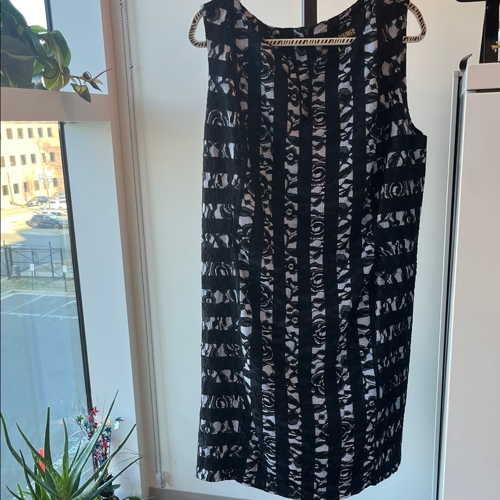 Marc Bouwer Black and White Patterned Midi Dress
